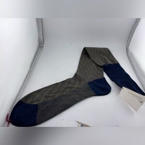 William Abraham Socks Fine Cotton Plaid Olive/ Marine 9-9.5